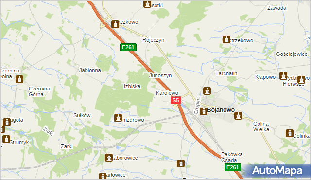 mapa Karolewo gmina Bojanowo, Karolewo gmina Bojanowo na mapie Targeo