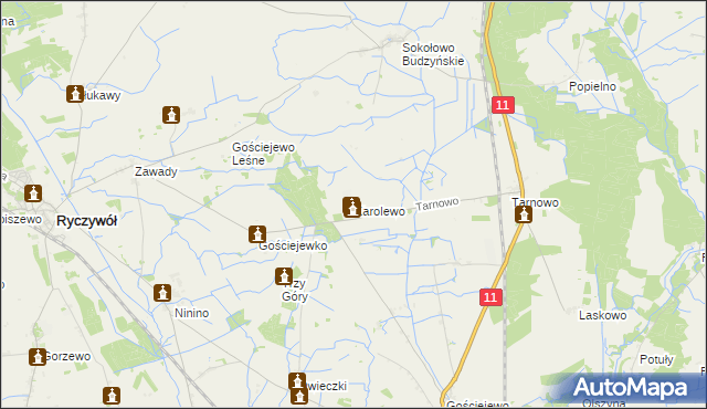 mapa Karolewo gmina Rogoźno, Karolewo gmina Rogoźno na mapie Targeo