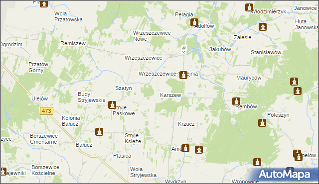 mapa Karszew gmina Łask, Karszew gmina Łask na mapie Targeo