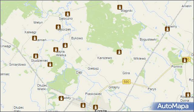 mapa Karszewo gmina Korsze, Karszewo gmina Korsze na mapie Targeo