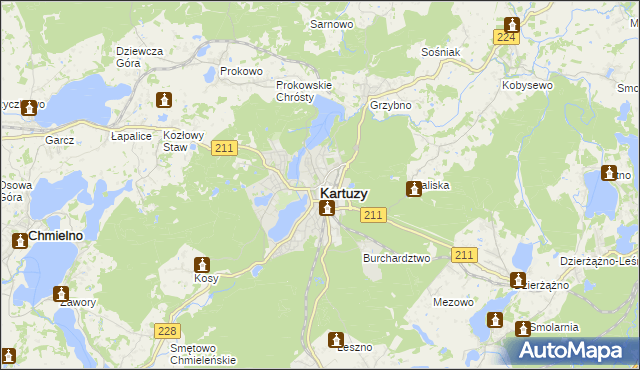 mapa Kartuzy, Kartuzy na mapie Targeo