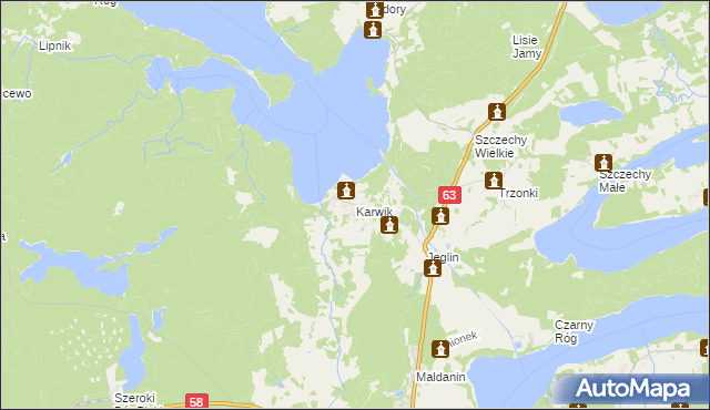 mapa Karwik, Karwik na mapie Targeo