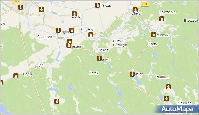 mapa Karwin gmina Drezdenko, Karwin gmina Drezdenko na mapie Targeo