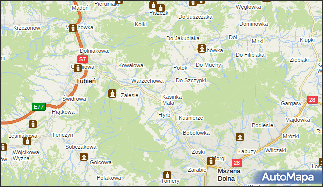 mapa Kasinka Mała, Kasinka Mała na mapie Targeo