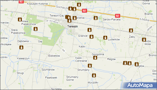 mapa Kaski gmina Baranów, Kaski gmina Baranów na mapie Targeo