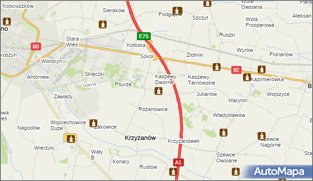 mapa Kaszewy-Kolonia, Kaszewy-Kolonia na mapie Targeo