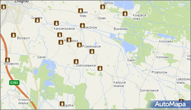 mapa Kaszyce Milickie, Kaszyce Milickie na mapie Targeo