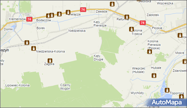 mapa Kąty Drugie, Kąty Drugie na mapie Targeo