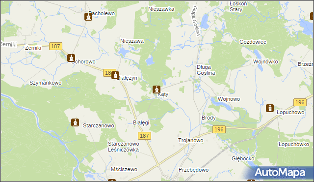 mapa Kąty gmina Murowana Goślina, Kąty gmina Murowana Goślina na mapie Targeo