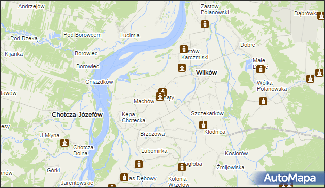 mapa Kąty gmina Wilków, Kąty gmina Wilków na mapie Targeo