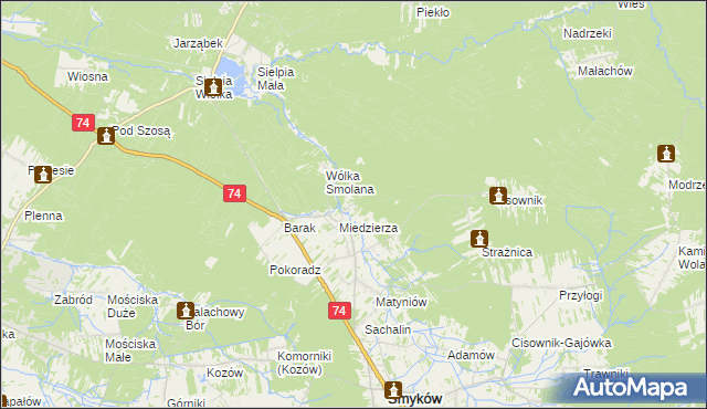 mapa Kawęczyn gmina Smyków, Kawęczyn gmina Smyków na mapie Targeo