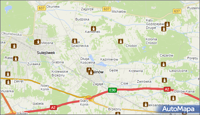 mapa Kazimierów gmina Halinów, Kazimierów gmina Halinów na mapie Targeo