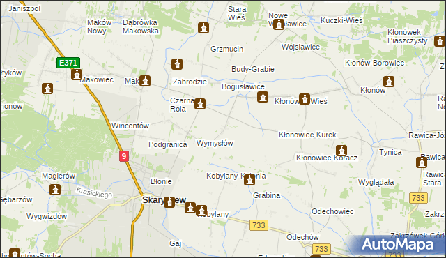 mapa Kazimierówka gmina Skaryszew, Kazimierówka gmina Skaryszew na mapie Targeo