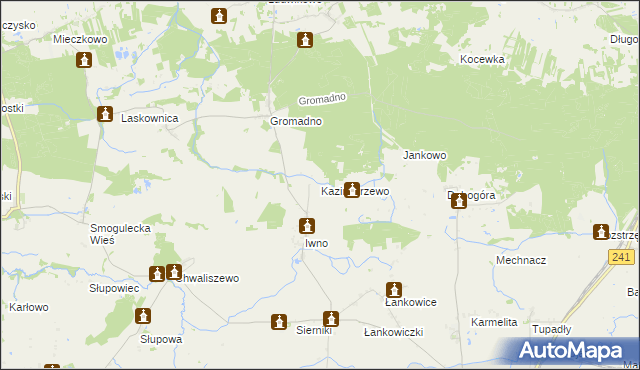 mapa Kazimierzewo gmina Kcynia, Kazimierzewo gmina Kcynia na mapie Targeo