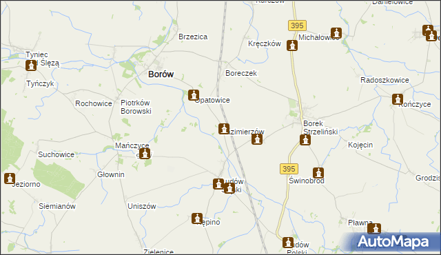 mapa Kazimierzów gmina Borów, Kazimierzów gmina Borów na mapie Targeo