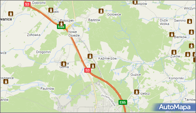 mapa Kaźmierzów, Kaźmierzów na mapie Targeo