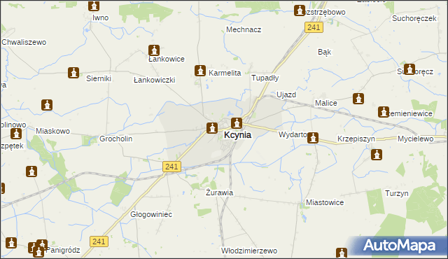 mapa Kcynia, Kcynia na mapie Targeo