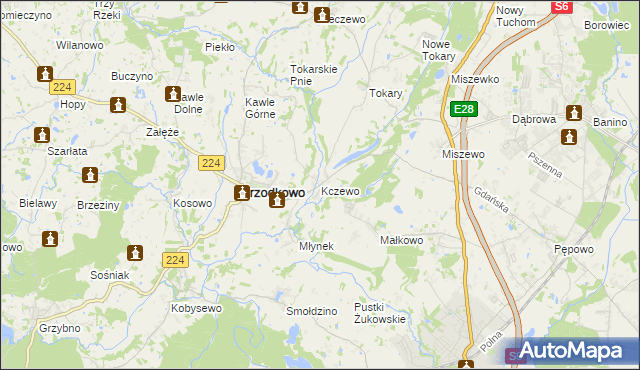 mapa Kczewo gmina Przodkowo, Kczewo gmina Przodkowo na mapie Targeo