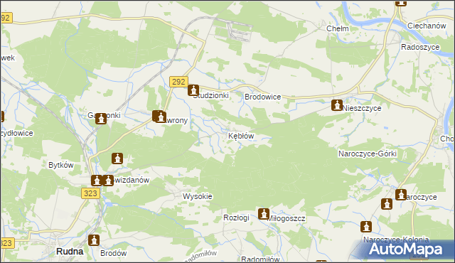 mapa Kębłów gmina Rudna, Kębłów gmina Rudna na mapie Targeo