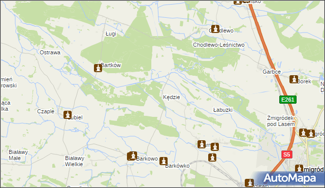 mapa Kędzie gmina Żmigród, Kędzie gmina Żmigród na mapie Targeo