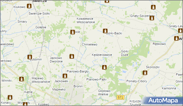 mapa Kędzierzawice, Kędzierzawice na mapie Targeo