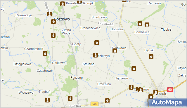 mapa Kędzierzyn gmina Bielsk, Kędzierzyn gmina Bielsk na mapie Targeo