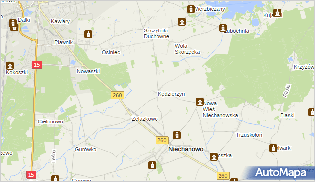 mapa Kędzierzyn gmina Niechanowo, Kędzierzyn gmina Niechanowo na mapie Targeo