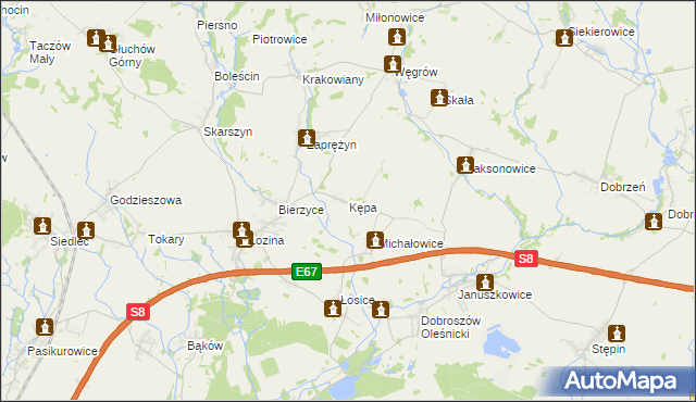 mapa Kępa gmina Długołęka, Kępa gmina Długołęka na mapie Targeo