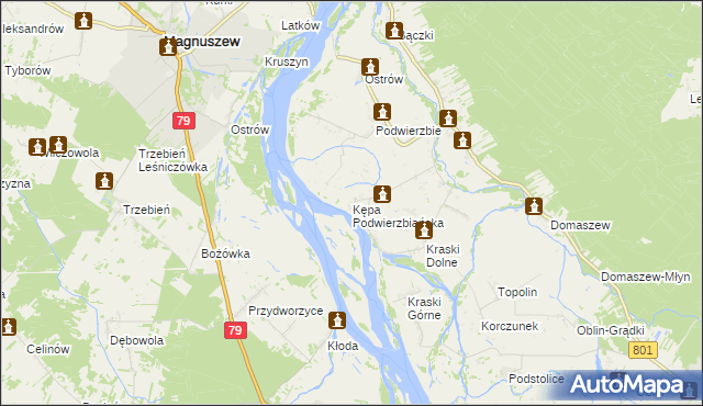 mapa Kępa Podwierzbiańska, Kępa Podwierzbiańska na mapie Targeo