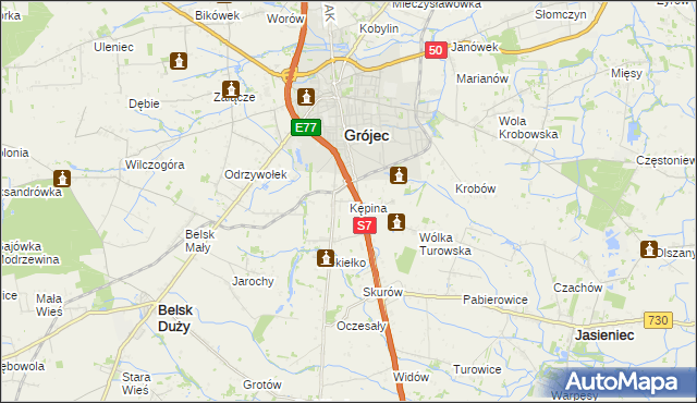 mapa Kępina gmina Grójec, Kępina gmina Grójec na mapie Targeo