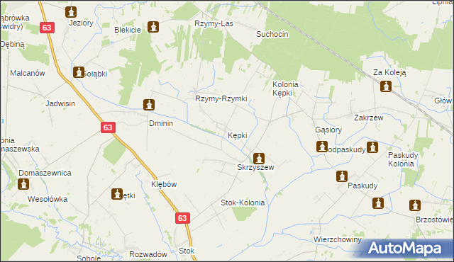 mapa Kępki gmina Ulan-Majorat, Kępki gmina Ulan-Majorat na mapie Targeo