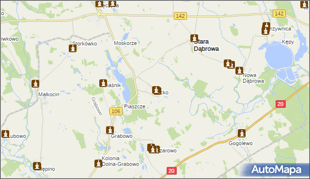 mapa Kicko gmina Stara Dąbrowa, Kicko gmina Stara Dąbrowa na mapie Targeo