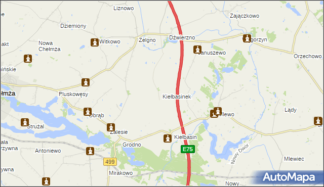 mapa Kiełbasinek, Kiełbasinek na mapie Targeo