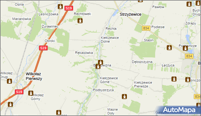 mapa Kiełczewice Maryjskie, Kiełczewice Maryjskie na mapie Targeo