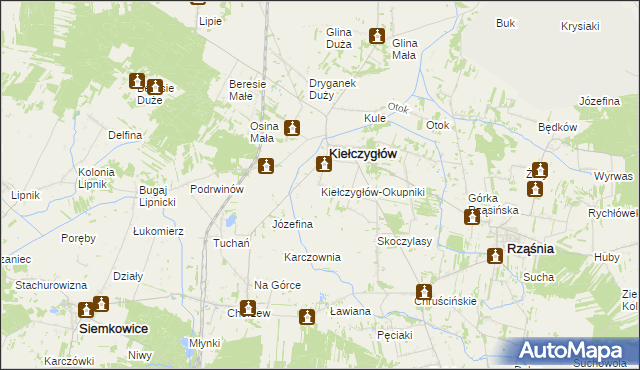 mapa Kiełczygłów-Okupniki, Kiełczygłów-Okupniki na mapie Targeo