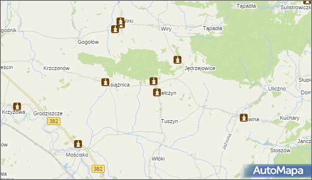 mapa Kiełczyn gmina Dzierżoniów, Kiełczyn gmina Dzierżoniów na mapie Targeo