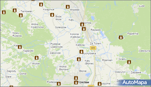 mapa Kiełków gmina Przecław, Kiełków gmina Przecław na mapie Targeo