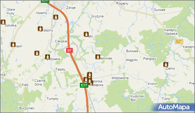 mapa Kielminek, Kielminek na mapie Targeo