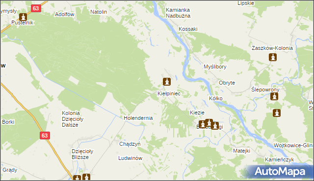 mapa Kiełpiniec, Kiełpiniec na mapie Targeo