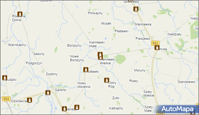 mapa Kiemławki Wielkie, Kiemławki Wielkie na mapie Targeo