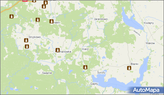 mapa Kierz gmina Lidzbark Warmiński, Kierz gmina Lidzbark Warmiński na mapie Targeo