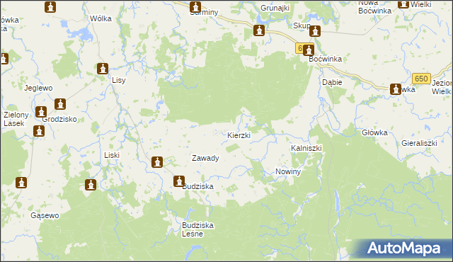 mapa Kierzki gmina Banie Mazurskie, Kierzki gmina Banie Mazurskie na mapie Targeo