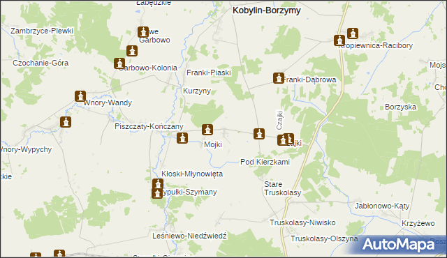 mapa Kierzki gmina Kobylin-Borzymy, Kierzki gmina Kobylin-Borzymy na mapie Targeo