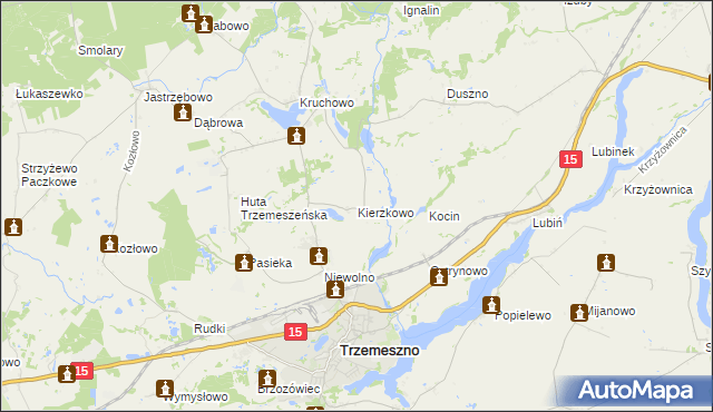 mapa Kierzkowo gmina Trzemeszno, Kierzkowo gmina Trzemeszno na mapie Targeo