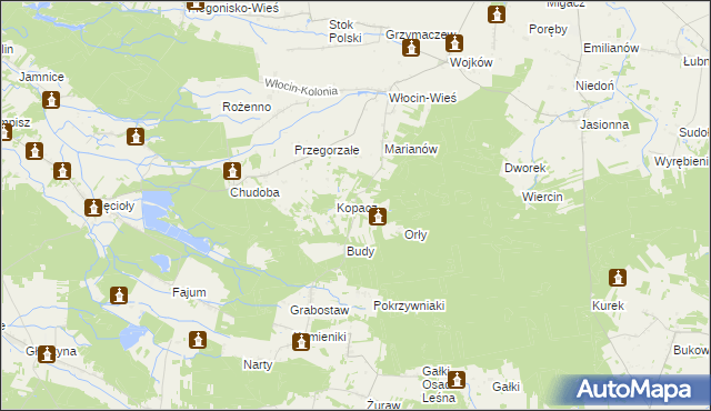 mapa Kije gmina Błaszki, Kije gmina Błaszki na mapie Targeo