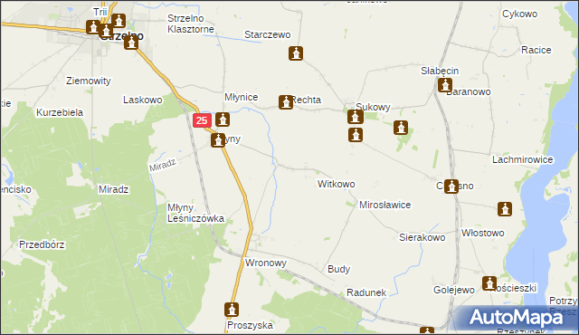 mapa Kijewice gmina Strzelno, Kijewice gmina Strzelno na mapie Targeo