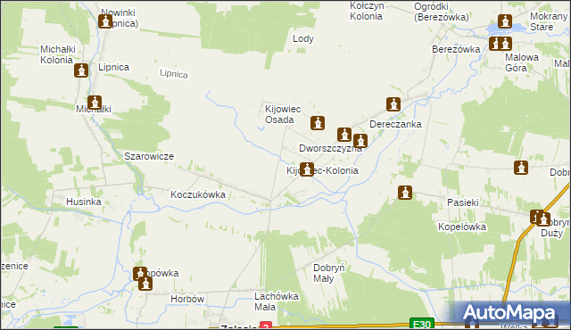 mapa Kijowiec-Kolonia, Kijowiec-Kolonia na mapie Targeo