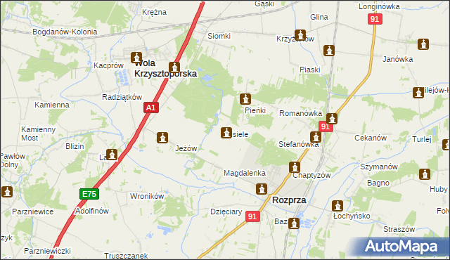 mapa Kisiele, Kisiele na mapie Targeo