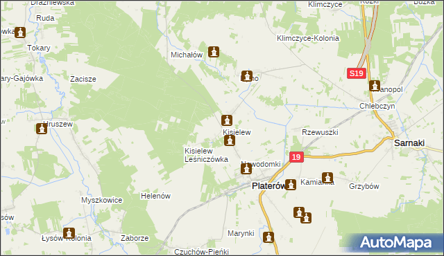 mapa Kisielew, Kisielew na mapie Targeo