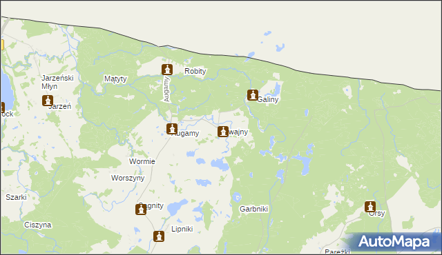 mapa Kiwajny, Kiwajny na mapie Targeo